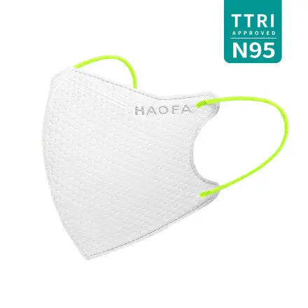 HAOFA 3D 氣密型立體醫療口罩（台灣N95規格） 熒光綠 - 彩耳款 | 10片/盒 全新升級版 HAOFA
