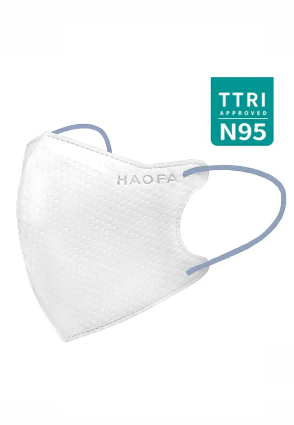 HAOFA 3D 氣密型立體醫療口罩（台灣N95規格） 藍灰色 - 彩耳款 | 10片/盒 全新升級版 HAOFA