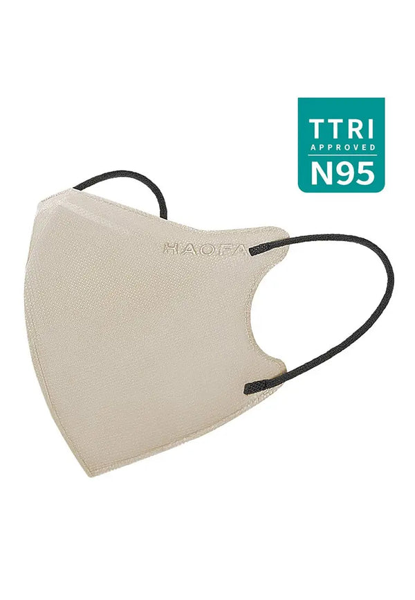 HAOFA 3D 氣密型立體醫療口罩（台灣N95規格） 杏子灰 | 30片/盒 全新升級版 HAOFA