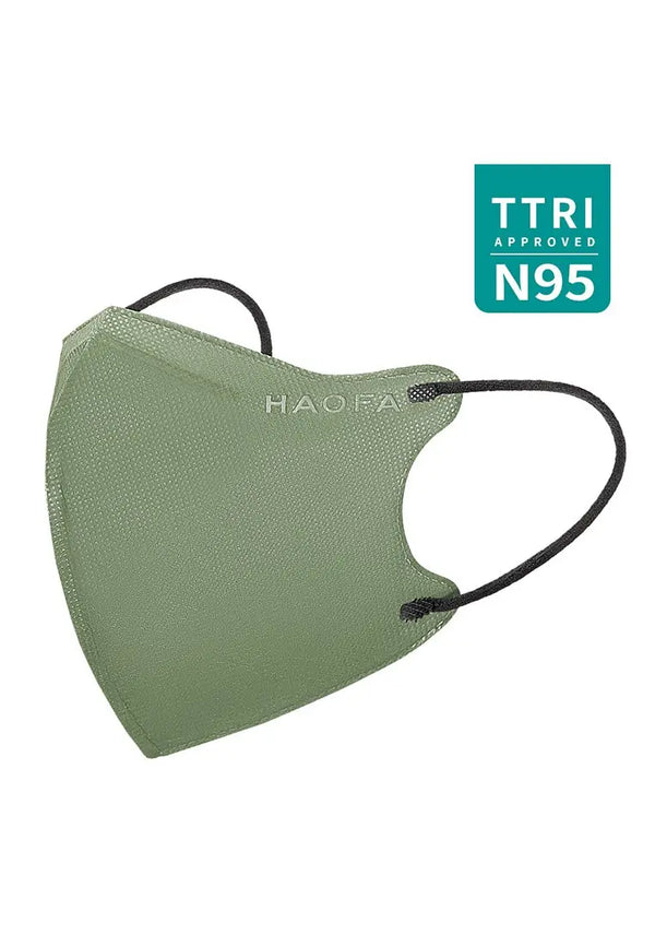 HAOFA 3D 氣密型立體醫療口罩（台灣N95規格） 煙霧綠 | 30片/盒 全新升級版 HAOFA